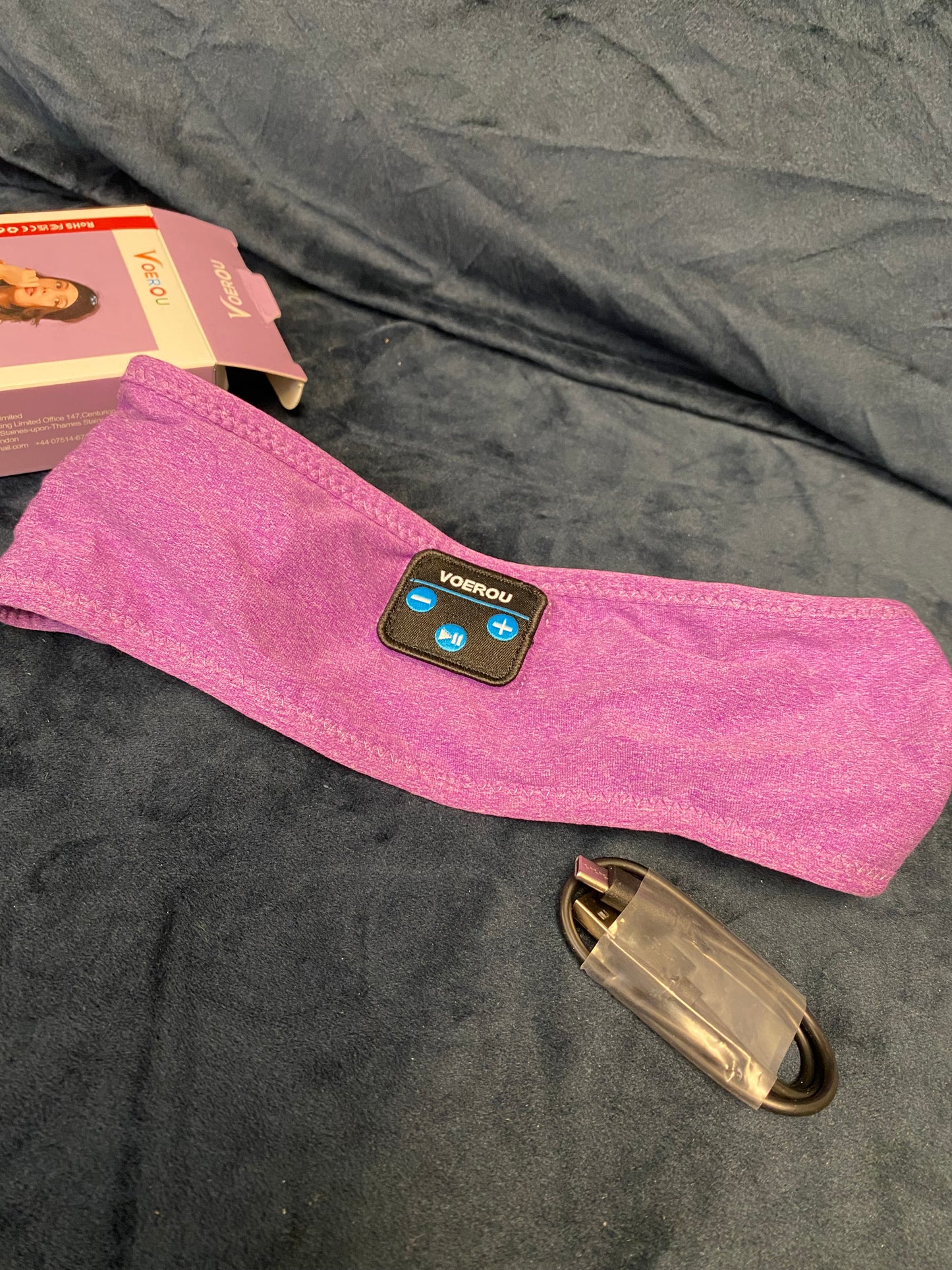 Purple Bluetooth headband headphones