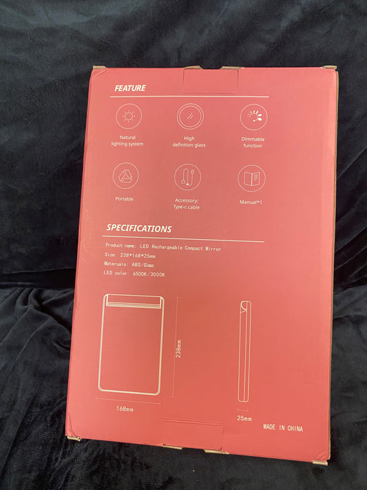 Bi fold LED makeup mirror with magnification