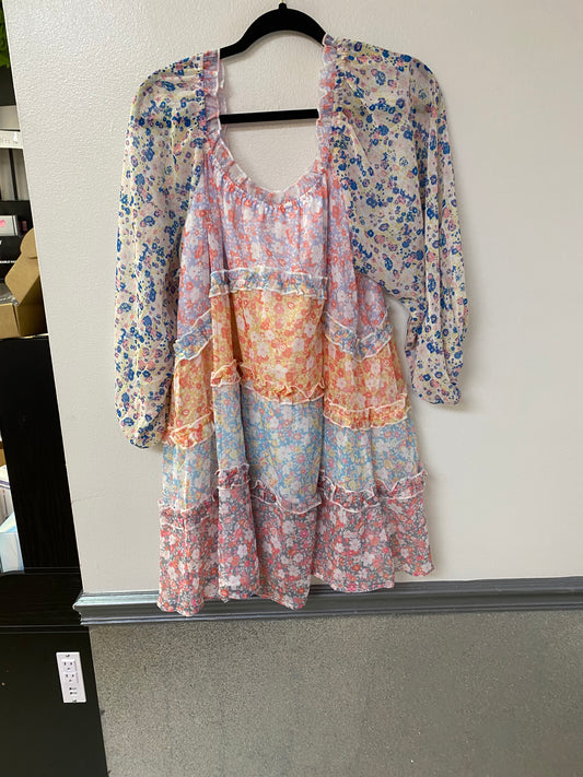 Floral long sleeve tiered dress