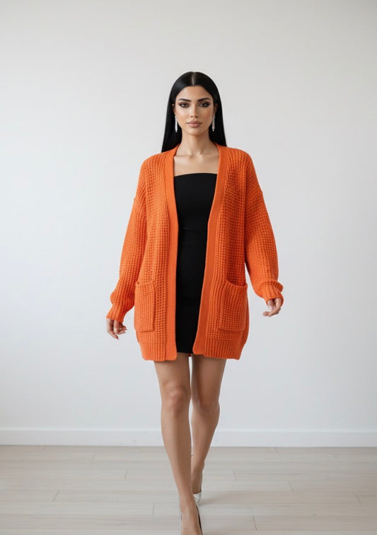 Zenana Bright Orange Cardigan