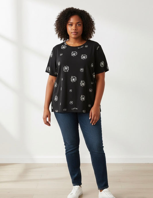 Double Take Black Floral Top