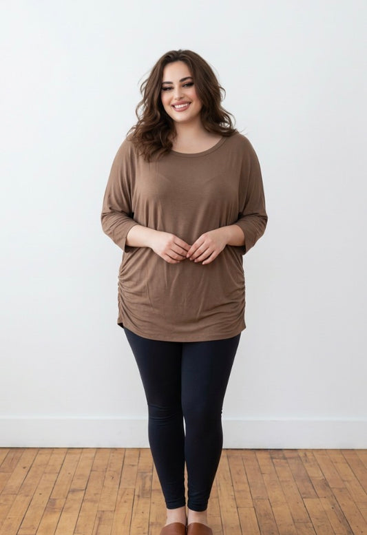 Zenana long sleeve brown casual top