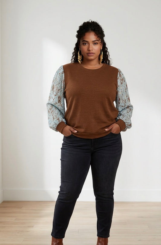 And the Why Long sleeve Chocolate brown shirt