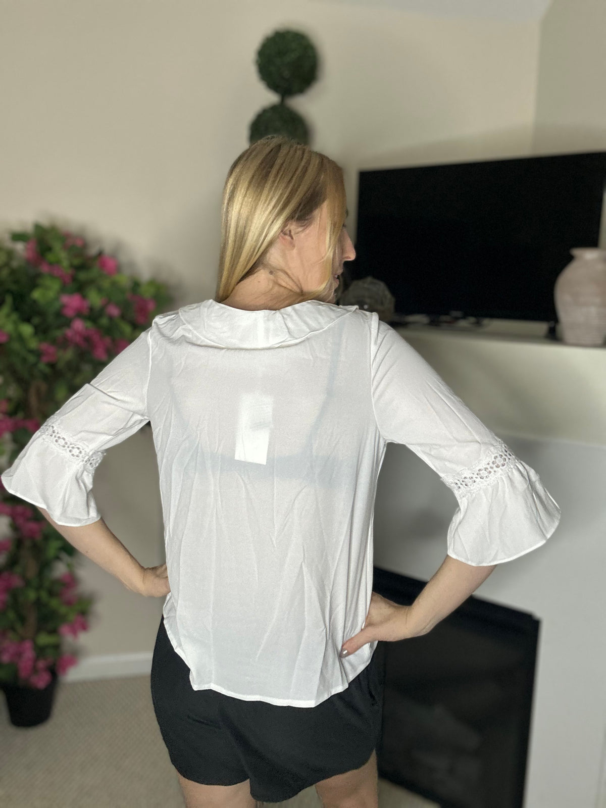 Off white ruffle blouse