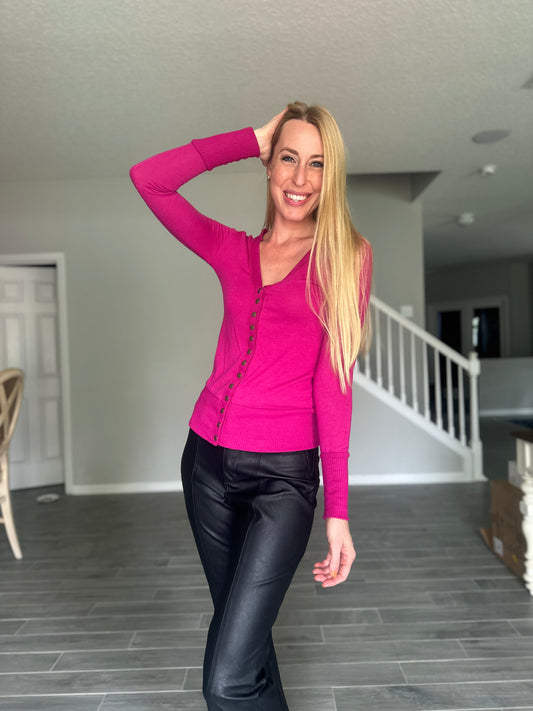 Zenana Full Size V-Neck Long Sleeve Cardigan