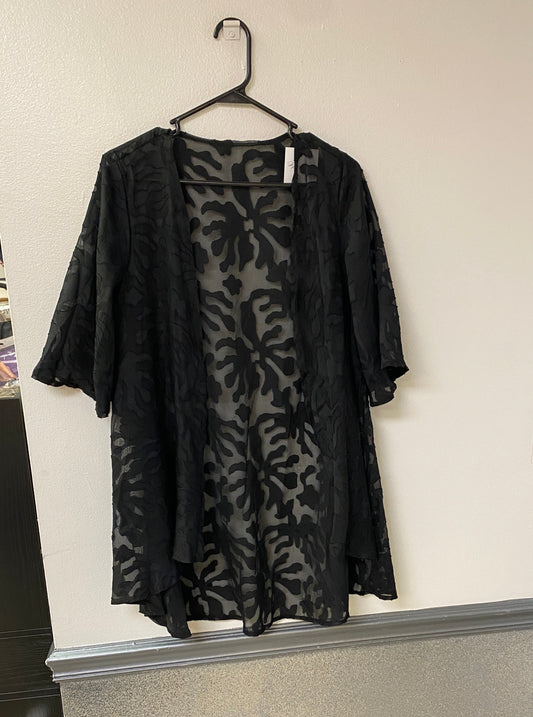Long sheer black kimono