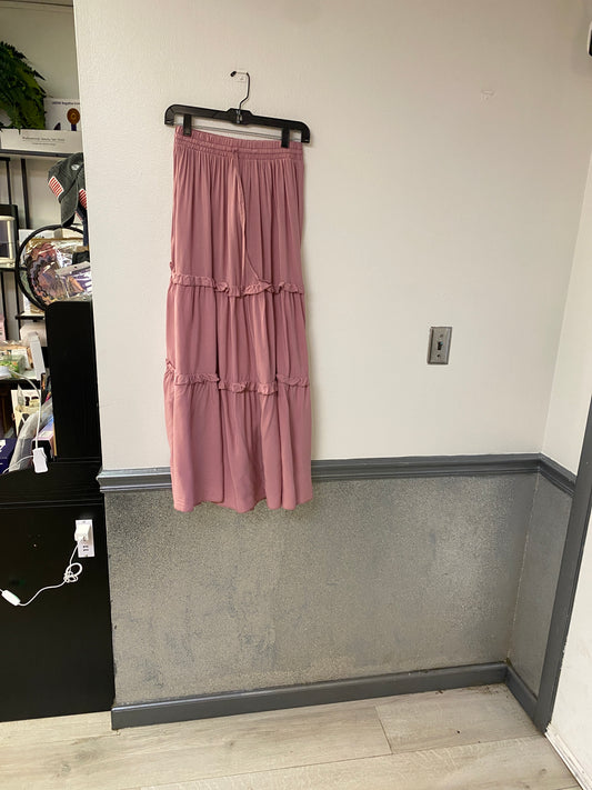 Tiered pink maxi skirt