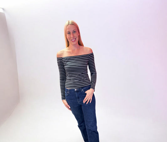 Off the shoulder striped blouse