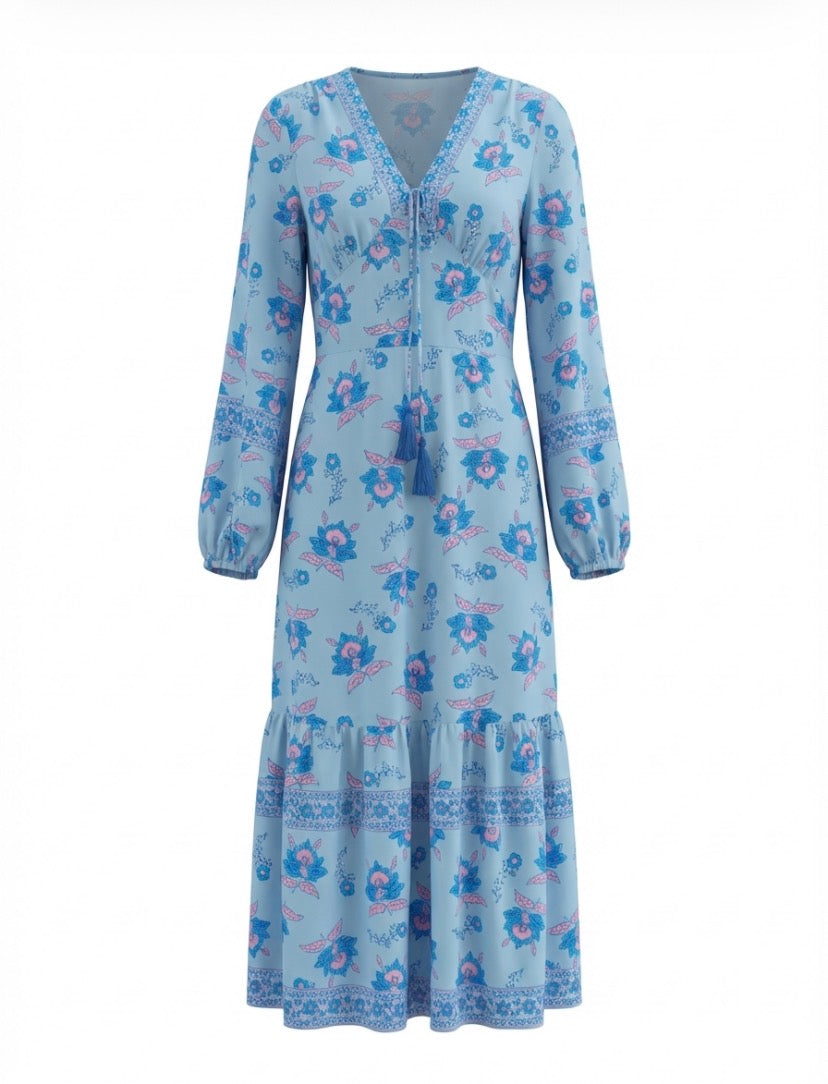 Sunny spirit Long sleeve floral maxi dress