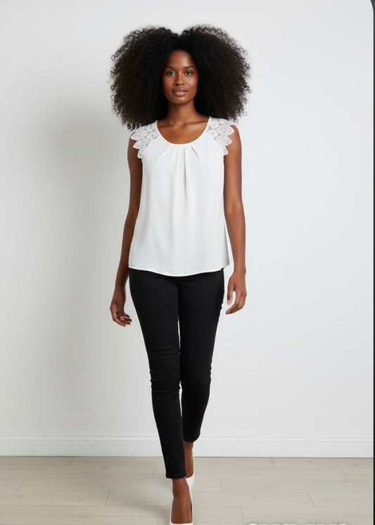 Amoli white lace sleeve blouse