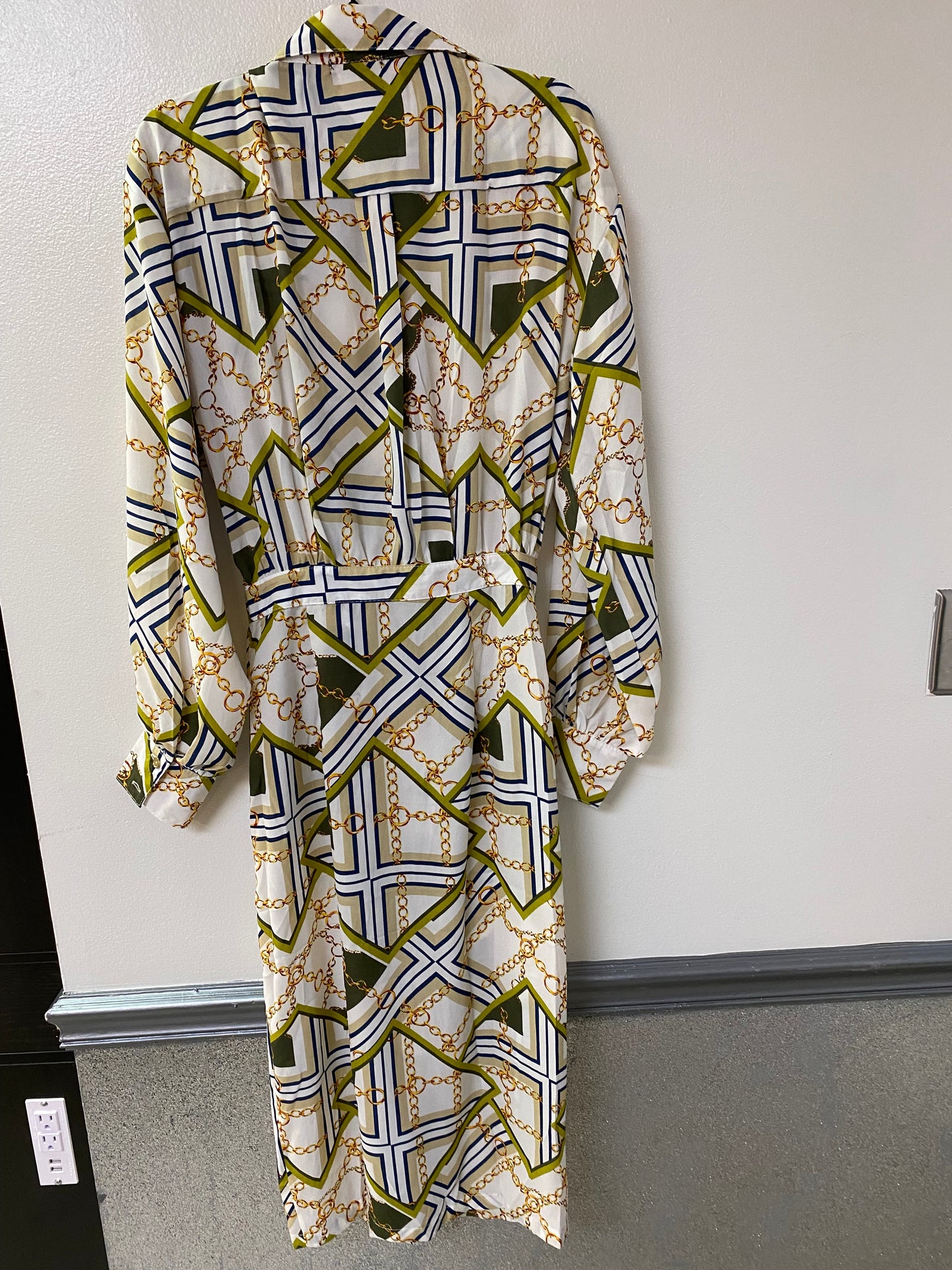 Geometric wrap midi dress