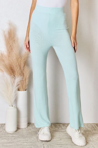 Minty RISEN Full Size High Waist Ultra Soft Knit Flare Pants