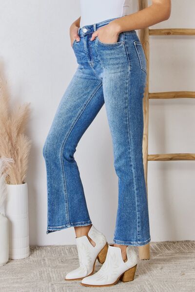 70's RISEN Full Size High Rise Ankle Flare Jeans