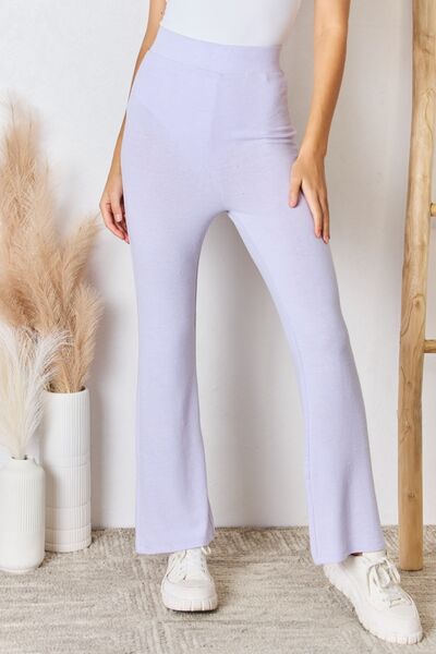 Blossom RISEN Full Size High Waist Ultra Soft Knit Flare Pants