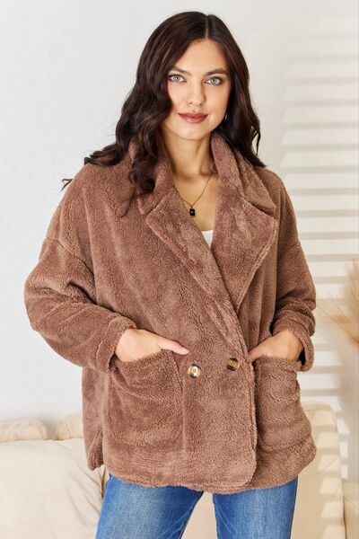 Beary Culture Code Double Breasted Fuzzy Coat