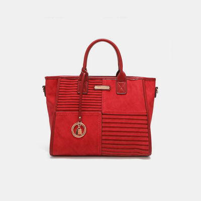 Red Nicole Lee USA Scallop Stitched Handbag