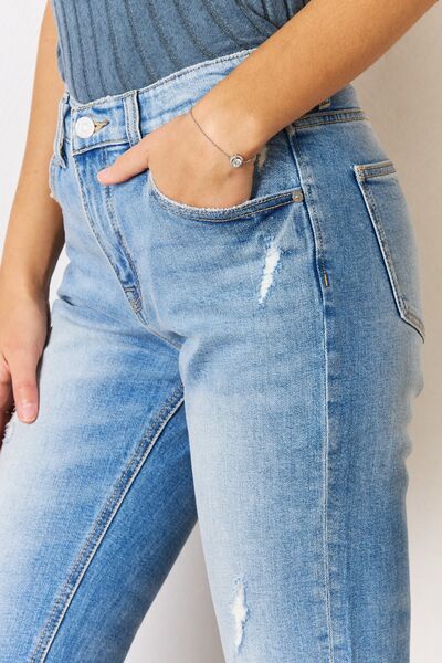 Keisha Kancan High Rise Distressed Slim Straight Jeans