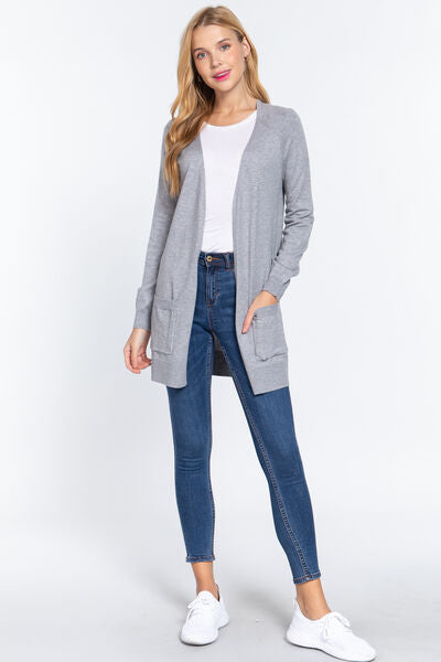 Granite ACTIVE BASIC Open Front Long Sleeve Cardigan