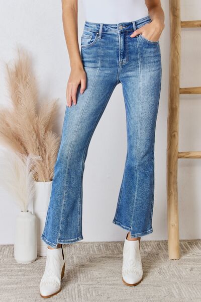 70's RISEN Full Size High Rise Ankle Flare Jeans