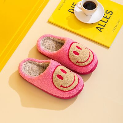Pink Melody Smiley Face Slippers