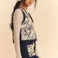 Davi & Dani Lace Patch Open Front Denim Vest