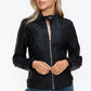 Snobbish PU Leather Biker Jacket with Side Zip Pockets