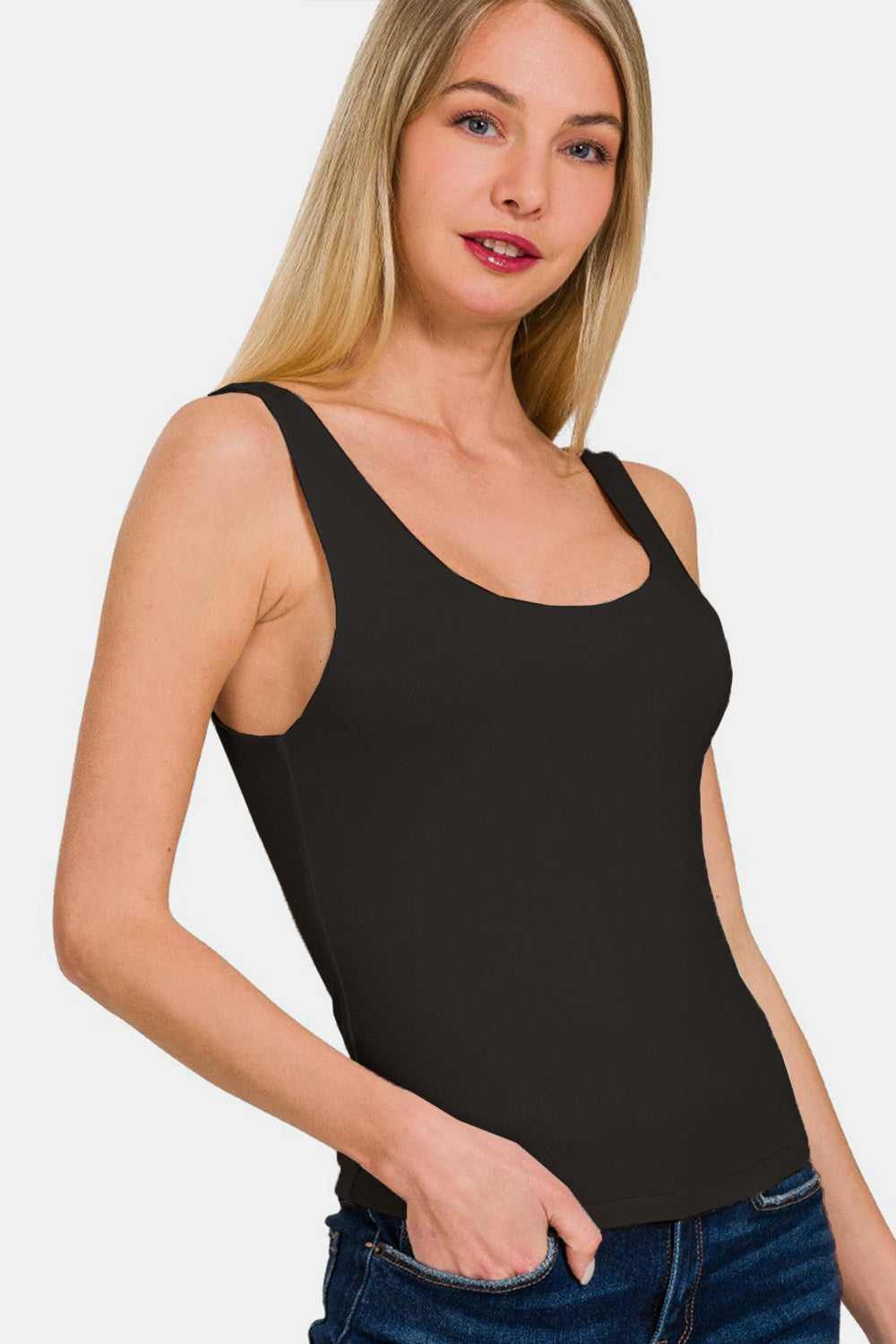 Zenana Double Layer Round Neck Tank