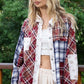 POL Patchwork Plaid Button Up Shirt