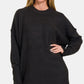 Zenana High-Low Hem Drop Shoulder Sweater