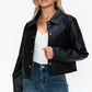 Snobbish Snap Down Long Sleeve PU Leather Jacket