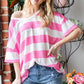 HOPELY Striped Waffle Oversized T-Shirt