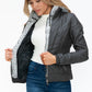 YMI Faux Layered Double-Zipper Jacket with Fuzzy Hood