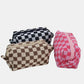 Zenana Checkered Pattern Knitted Cosmetic Pouch