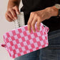 Zenana Checkered Pattern Knitted Cosmetic Pouch