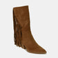 Beast Fashion Suede Fringe Point Toe Boots