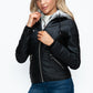 YMI Faux Layered Double-Zipper Jacket with Fuzzy Hood