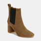 Beast Fashion Faux Suede Block Heel Chelsea Boots with Elastic Side Panel