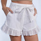 MUSTARD SEED High Waist Eyelet Floral Lace Belted Shorts