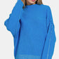 Zenana Exposed Seam Mock Neck Long Sleeve Sweater