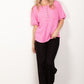 VERY J Twisted Sleeve Band Half Button Top