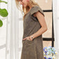 ADORA Mineral Washed V-Neck Ruffled Cap Sleeve Dress
