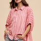 Annie Wear Striped Button Up Half Sleeve Shirt