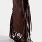 Fame Faux Suede Fringe Rectangle Crossbody Bag