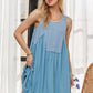 ADORA Decorative Button Sleeveless Babydoll Dress