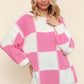 Haptics Full Size Checkered Round Neck Drop Shoulder Sweater