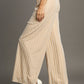 Umgee Elastic Waist Striped Wide Leg Velvet Pants