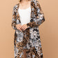 And The Why Leopard Kimono Open Front Longline Cardigan