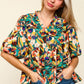 Haptics Full Size Frill Floral Puff Sleeve Peplum Blouse