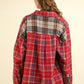 VERY J Contrast Plaid Raw Detail Shirt