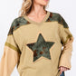 SAGE + FIG Star Patch Long Sleeve Color Block T-Shirt